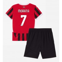 Fotbalové Dres AC Milan Alvaro Morata #7 Dětské Domácí 2024-25 Krátký Rukáv (+ trenýrky)